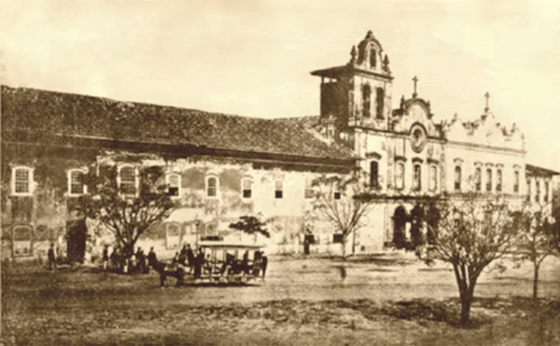 Gravura de 1860 da Faculdade de Direito do Largo de São Francisco, em São Paulo, primeira escola de ciências jurídicas do Brasil, criada pela lei de 11 de agosto de 1827